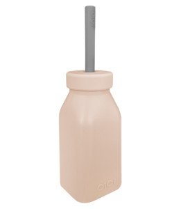 OiOi Şişe + Pipet - Bubble Beige / Powder Grey