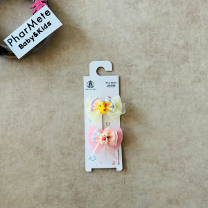 Sarı&Pembe Çift Tül Fiyonk Pens Toka