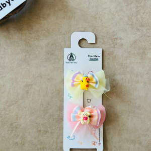 Sarı&Pembe Çift Tül Fiyonk Pens Toka