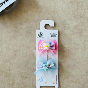 Pembe&Mavi Çift Tül Fiyonk Pens Toka