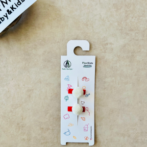 Ekru Ponpon Pens Toka Kırmızı Pens