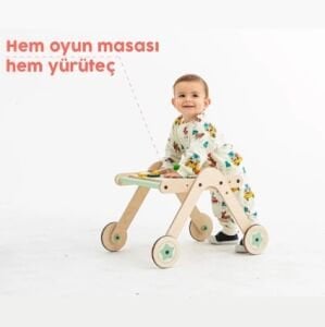Mamatoyz Trio WalkMe  Ahşap Yürüteç ve Aktivite Masası