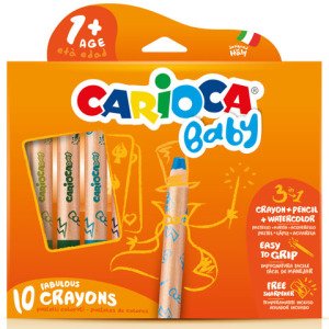 Carioca ''3 in 1'' Jumbo Bebek Ahşap Gövdeli Boya Kalemi 10'lu (Kalemtraş Hediyeli)