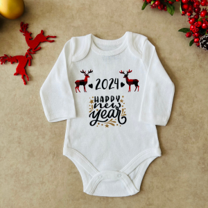 My First New Year - Özel Tasarım Bebek Body/Zıbın Baby Bodysuit Kısa Kollu - 1 yaş