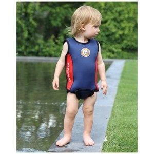 Owli Swimwarm Üşütmeyen Bebek Mayosu Lacivert-Kırmızı - UV Korumalı