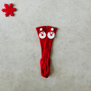 Örgü Noel Baba Fitilli Dizaltı Çorap