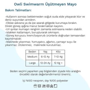 Owli Swimwarm Üşütmeyen Bebek Mayosu Kırmızı-Siyah - UV Korumalı