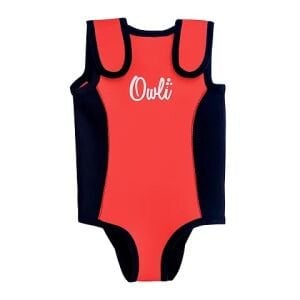 Owli Swimwarm Üşütmeyen Bebek Mayosu Kırmızı-Siyah - UV Korumalı
