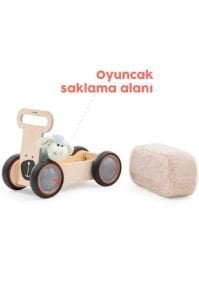 Mamatoyz DriveMe Soft Ayı Figürlü Ahşap Yürüteç & Oyuncak Deposu