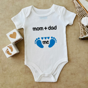 Mom+Dad Me Mavi - Özel Tasarım Bebek Body/Zıbın Baby Bodysuit