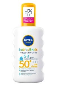 Nivea Sun SPF50+ 5'i 1 Arada Koruma & Bakım Hassas Cilt Bebek&Çocuk Güneş Kremi 200 ml Sprey