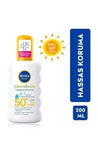 Nivea Sun SPF50+ 5'i 1 Arada Koruma & Bakım Hassas Cilt Bebek&Çocuk Güneş Kremi 200 ml Sprey