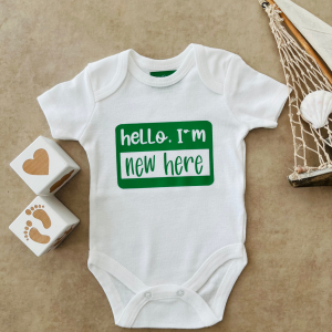 Hello I' m New Here - Özel Tasarım Bebek Body Yeşil