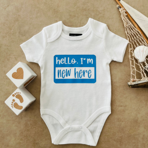 Hello I'm New Here (Mavi) - Özel Tasarım Bebek Body/Zıbın Baby Bodysuit