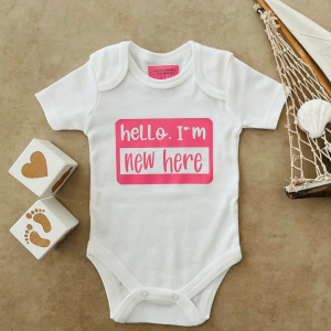 Hello I'm New Here (Pembe) - Özel Tasarım Bebek Body/Zıbın Baby Bodysuit