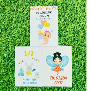 Bebek Anı Kartları Türkçe&İngilizce Kız Bebek