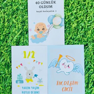 Bebek Anı Kartları Türkçe&İngilizce Erkek Bebek