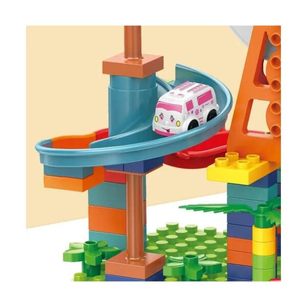 Çarklı Otopark LEGO Seti,dinazorlu Eğlence Oyuncak Otopark Seti