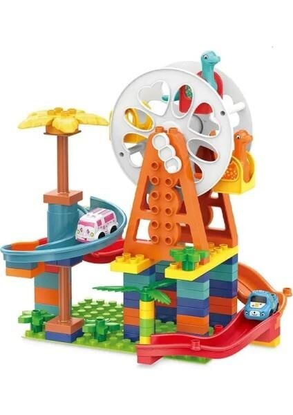 Çarklı Otopark LEGO Seti,dinazorlu Eğlence Oyuncak Otopark Seti