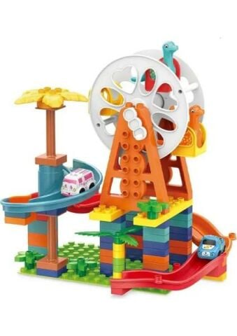 Çarklı Otopark LEGO Seti,dinazorlu Eğlence Oyuncak Otopark Seti