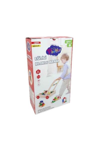 Kutuda Ahşap Eğitici Bloklu Araba