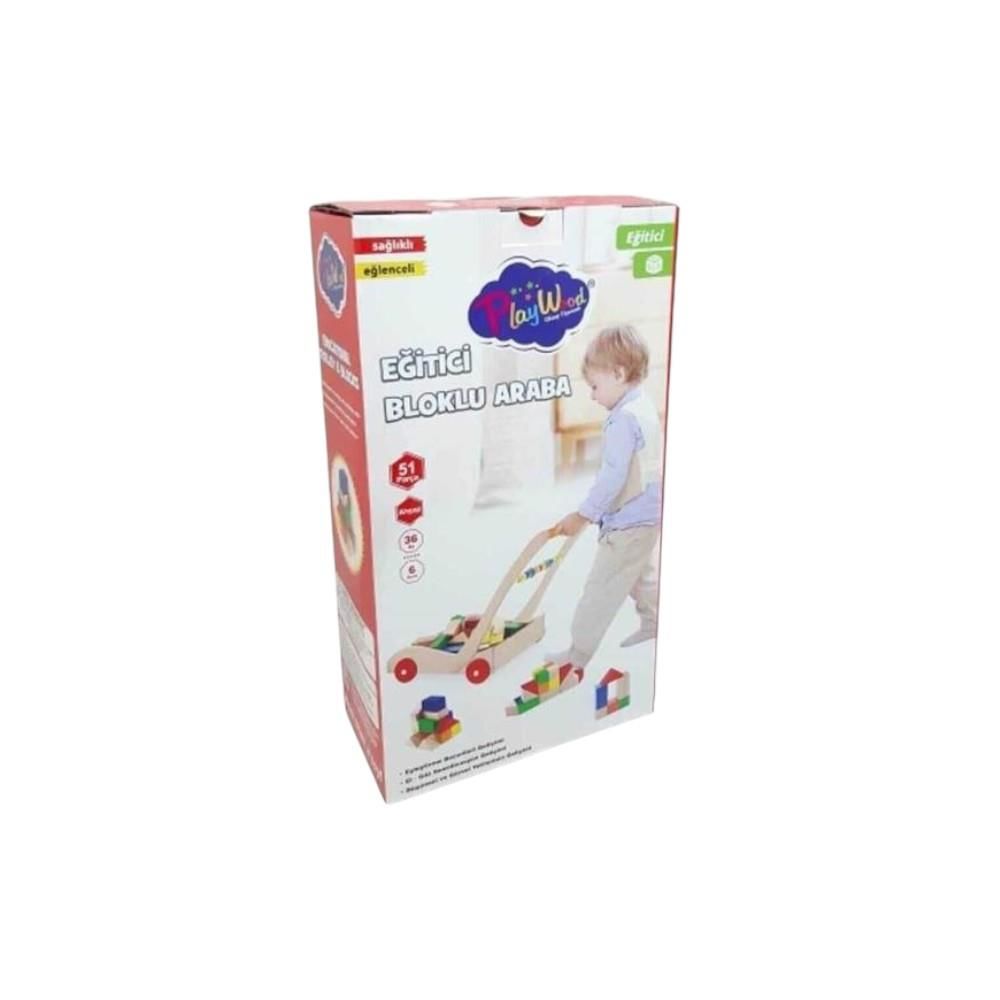 Kutuda Ahşap Eğitici Bloklu Araba