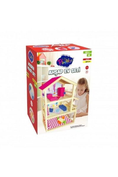 Ahşap Oyuncak Ev 3 Katlı Mobilyalı