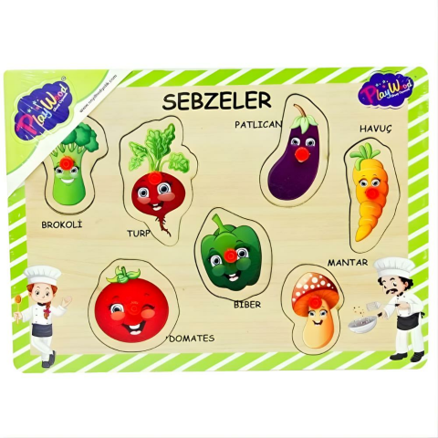 Playwood Ahşap Tutmalı Sebzeler Puzzle