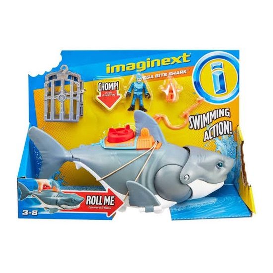 Imaginext Çılgın Köpekbalığı Oyun Seti, Gerçekçi Hareketlere Sahip Figür Seti, 11.4 X 41.3 X 17.8 C