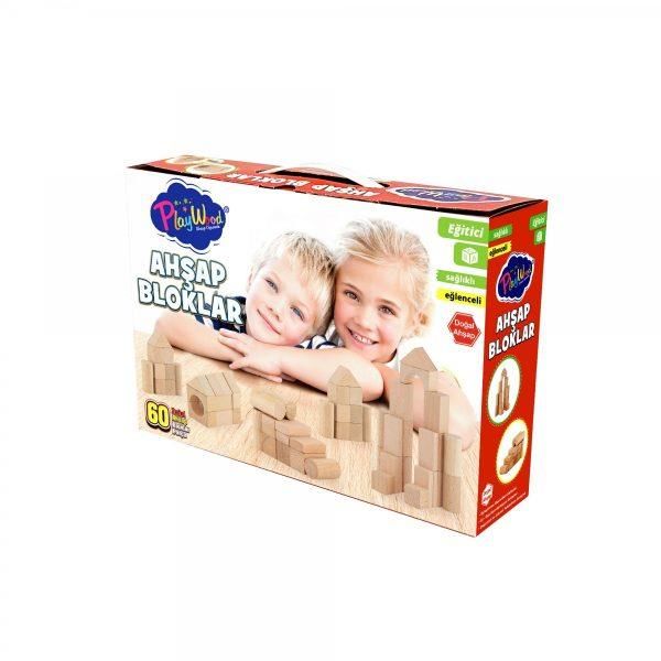 Kutuda Ahşap 60 Parça Doğal Bloklar