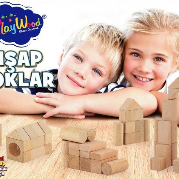 KUTUDA AHŞAP 60 PARÇA DOĞAL BLOKLAR