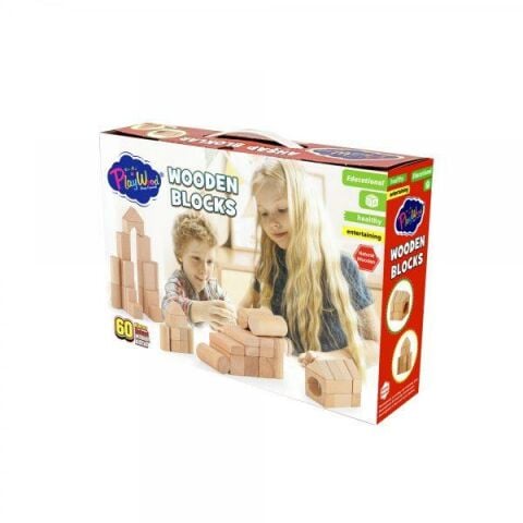 Kutuda Ahşap 60 Parça Doğal Bloklar