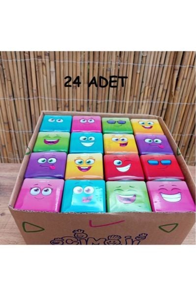 Emoji Figür Midi Küp Çim Adam 24 Adet Doğum Günü Ve Özel Günler Için