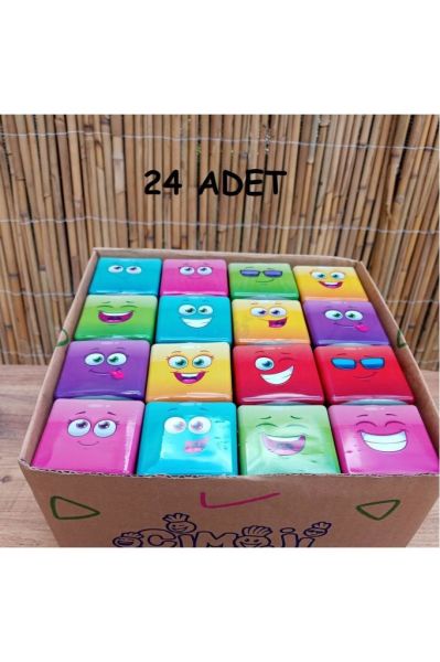 Emoji Figür Midi Küp Çim Adam 24 Adet Doğum Günü Ve Özel Günler Için