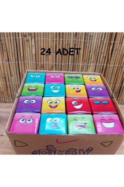 Emoji Figür Midi Küp Çim Adam 24 Adet Doğum Günü Ve Özel Günler Için