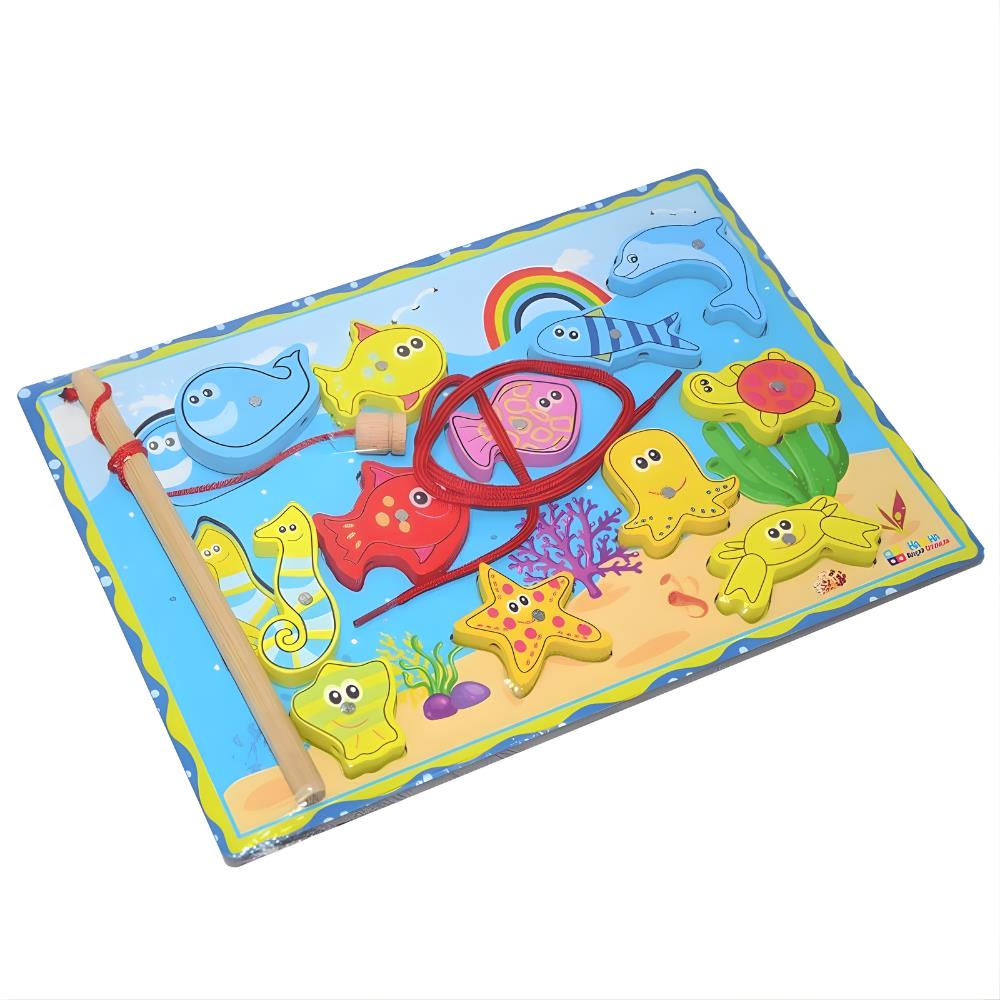 Ahşap Geometrik Ipe Dizme Balık Oyunu