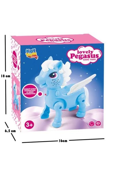Işıklı Sesli Pilli Yürüyen At Oyuncağı Pony Oyuncağı Pembe ve Mavi