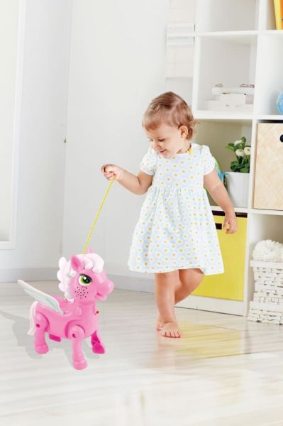Işıklı Sesli Pilli Yürüyen At Oyuncağı Pony Oyuncağı Pembe ve Mavi