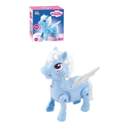 Işıklı Sesli Pilli Yürüyen At Oyuncağı Pony Oyuncağı Pembe ve Mavi