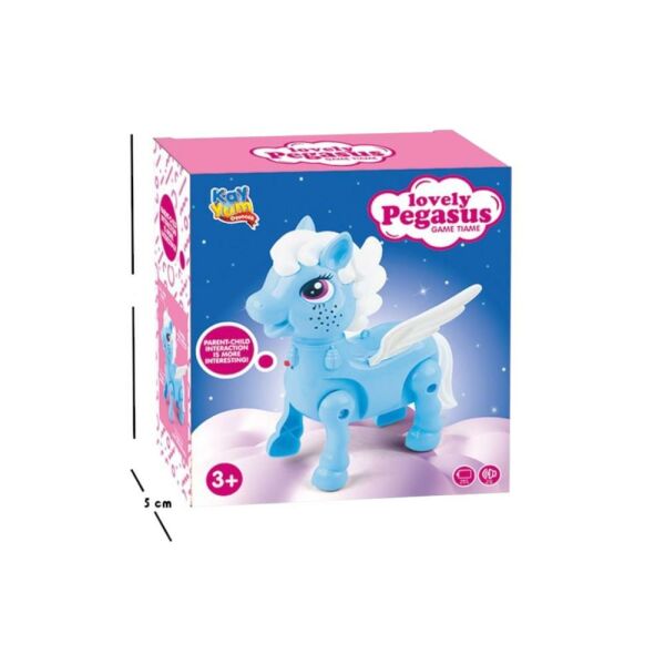 Işıklı Sesli Pilli Yürüyen At Oyuncağı Pony Oyuncağı Pembe ve Mavi