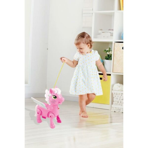 Işıklı Sesli Pilli Yürüyen At Oyuncağı Pony Oyuncağı Pembe ve Mavi