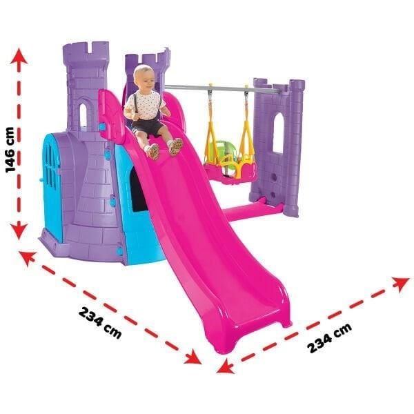 Kale Kaydırak Ve Salıncak Seti Eflatun