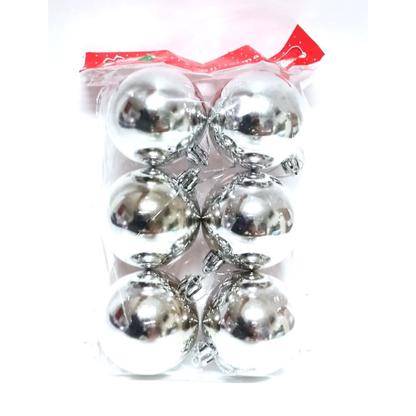 Ağaç Parti Süs 6 Cm Top 6'lı Gümüş