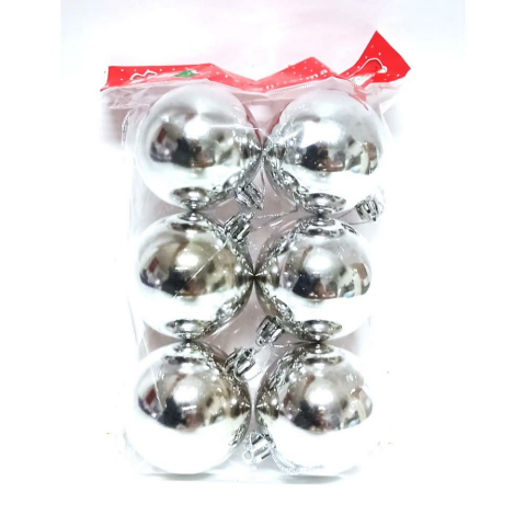 Ağaç Parti Süs 6 Cm Top 6'lı Gümüş