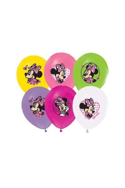 BalonEvi 4+1 Minnie Happy Helpers Baskılı Balon 12 Inç 8'li