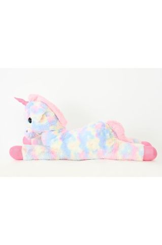 Pufu Toys Peluş Uzanan Rengarenk Unicorn Oyun Ve Uyku Arkadaşı Yastık 80 Cm