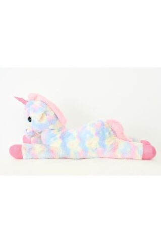 Pufu Toys Peluş Uzanan Rengarenk Unicorn Oyun Ve Uyku Arkadaşı Yastık 80 Cm