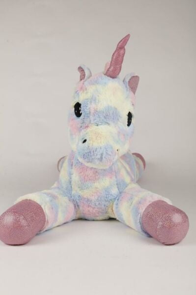 Pufu Toys Peluş Uzanan Rengarenk Unicorn Oyun Ve Uyku Arkadaşı Yastık 80 Cm