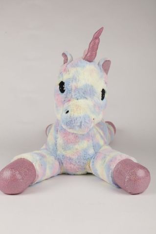 Pufu Toys Peluş Uzanan Rengarenk Unicorn Oyun Ve Uyku Arkadaşı Yastık 80 Cm
