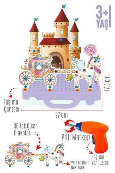 Matkap Seti Prenses Serisi 320 Parça Matkaplı Tamir Seti Ve Oyun Çantası